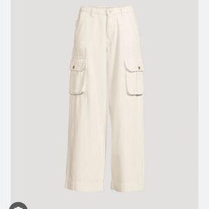 DL1961 Cream Wide-Leg Cargo Trousers